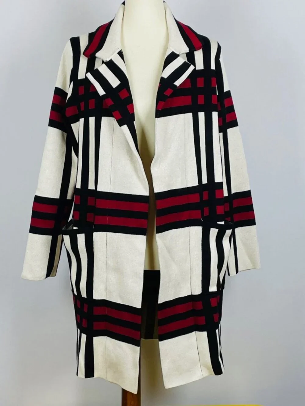 Anthropologie oliver. o Duster Cardigan Sz L Color Block Mondrian Bold Street